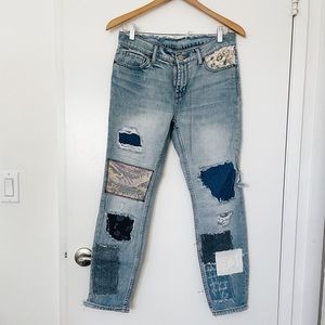 BDG low - mid rise patchwork straight relaxed leg jeans